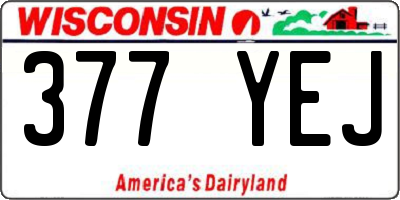 WI license plate 377YEJ