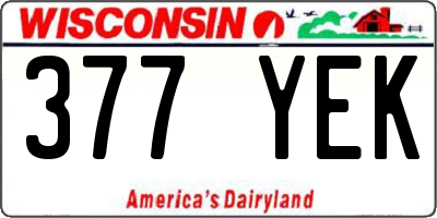 WI license plate 377YEK