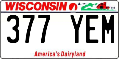 WI license plate 377YEM
