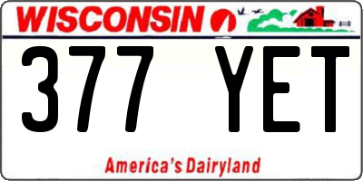 WI license plate 377YET
