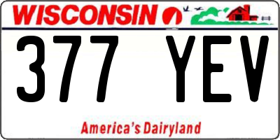 WI license plate 377YEV