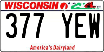 WI license plate 377YEW