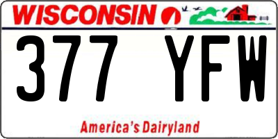 WI license plate 377YFW
