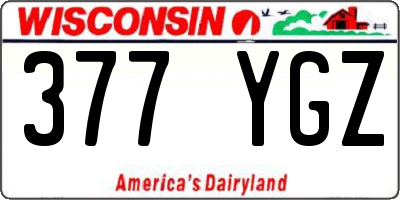 WI license plate 377YGZ