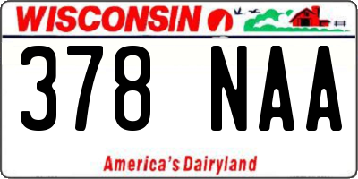 WI license plate 378NAA