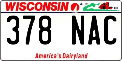 WI license plate 378NAC