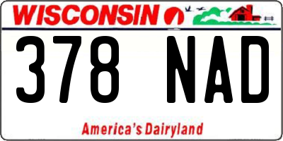 WI license plate 378NAD