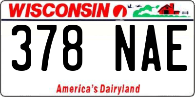 WI license plate 378NAE