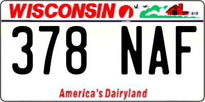 WI license plate 378NAF