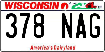 WI license plate 378NAG