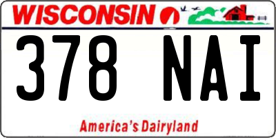 WI license plate 378NAI