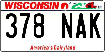 WI license plate 378NAK