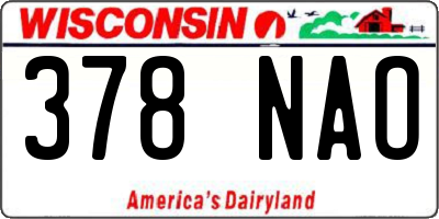 WI license plate 378NAO