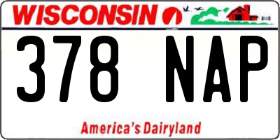 WI license plate 378NAP