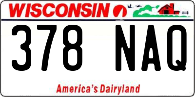 WI license plate 378NAQ