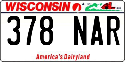 WI license plate 378NAR