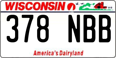 WI license plate 378NBB
