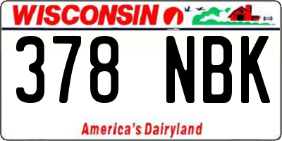 WI license plate 378NBK