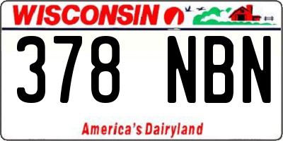 WI license plate 378NBN