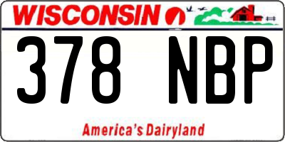 WI license plate 378NBP