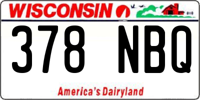 WI license plate 378NBQ