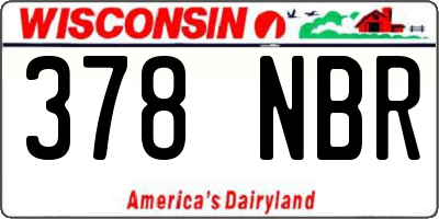 WI license plate 378NBR