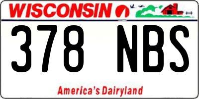 WI license plate 378NBS