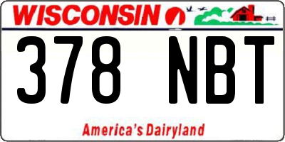 WI license plate 378NBT