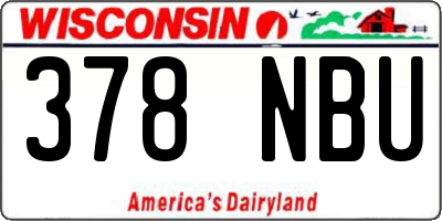 WI license plate 378NBU