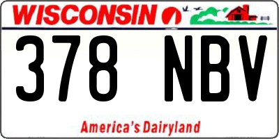 WI license plate 378NBV