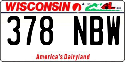 WI license plate 378NBW
