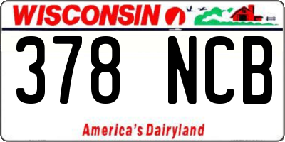 WI license plate 378NCB