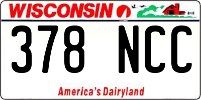 WI license plate 378NCC