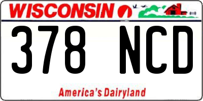 WI license plate 378NCD