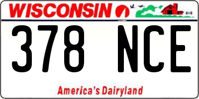 WI license plate 378NCE