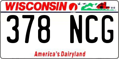 WI license plate 378NCG