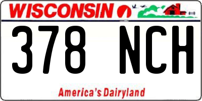 WI license plate 378NCH