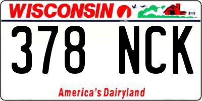 WI license plate 378NCK
