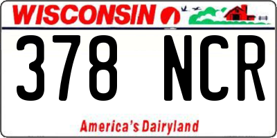 WI license plate 378NCR