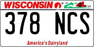 WI license plate 378NCS