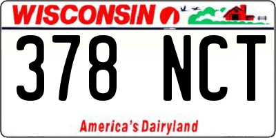 WI license plate 378NCT