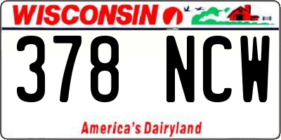 WI license plate 378NCW