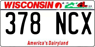 WI license plate 378NCX