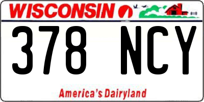 WI license plate 378NCY