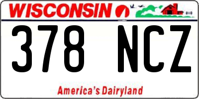 WI license plate 378NCZ