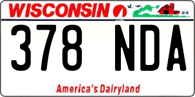 WI license plate 378NDA