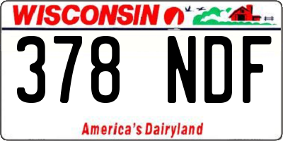 WI license plate 378NDF