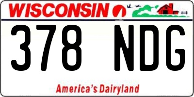 WI license plate 378NDG