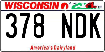 WI license plate 378NDK