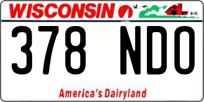 WI license plate 378NDO